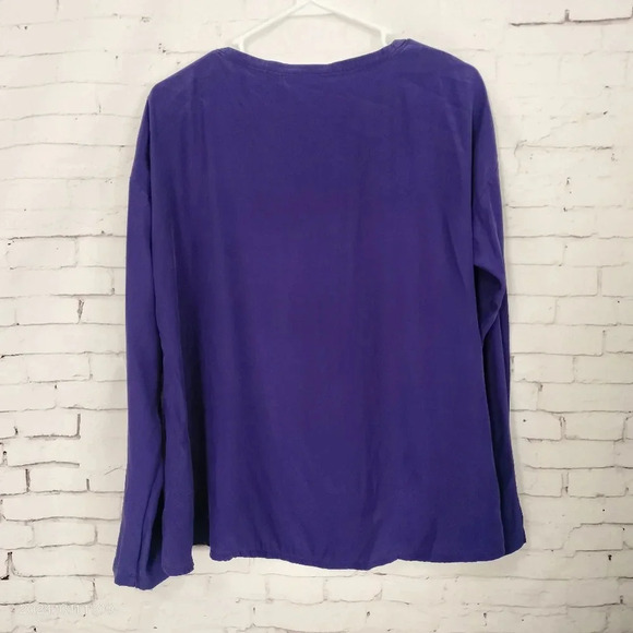 Kate Spade Saturday Sz Small Women Purple Top Long Sleeves Round Neck Hi Lo Hem - Picture 3 of 5